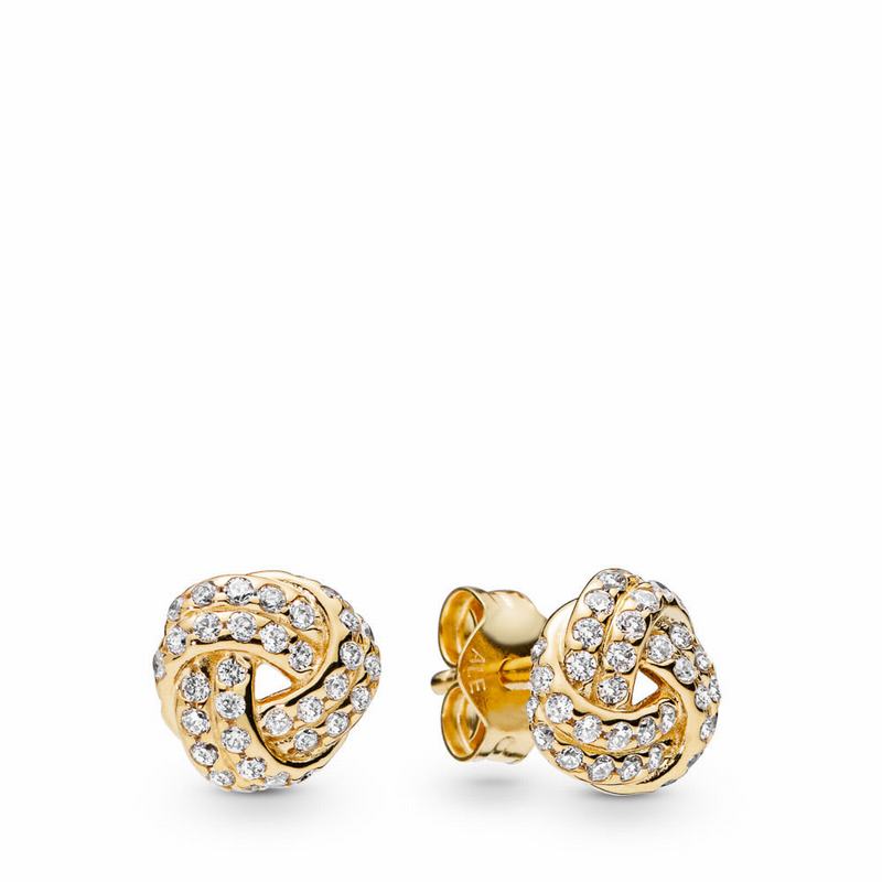 Pandora Australia Shine™ Sparkling Love Knot Stud Earrings - 18ct Gold Plated | TLFJRW109